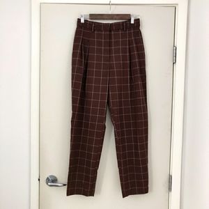 Monki Straight Leg Trousers Brown Checks